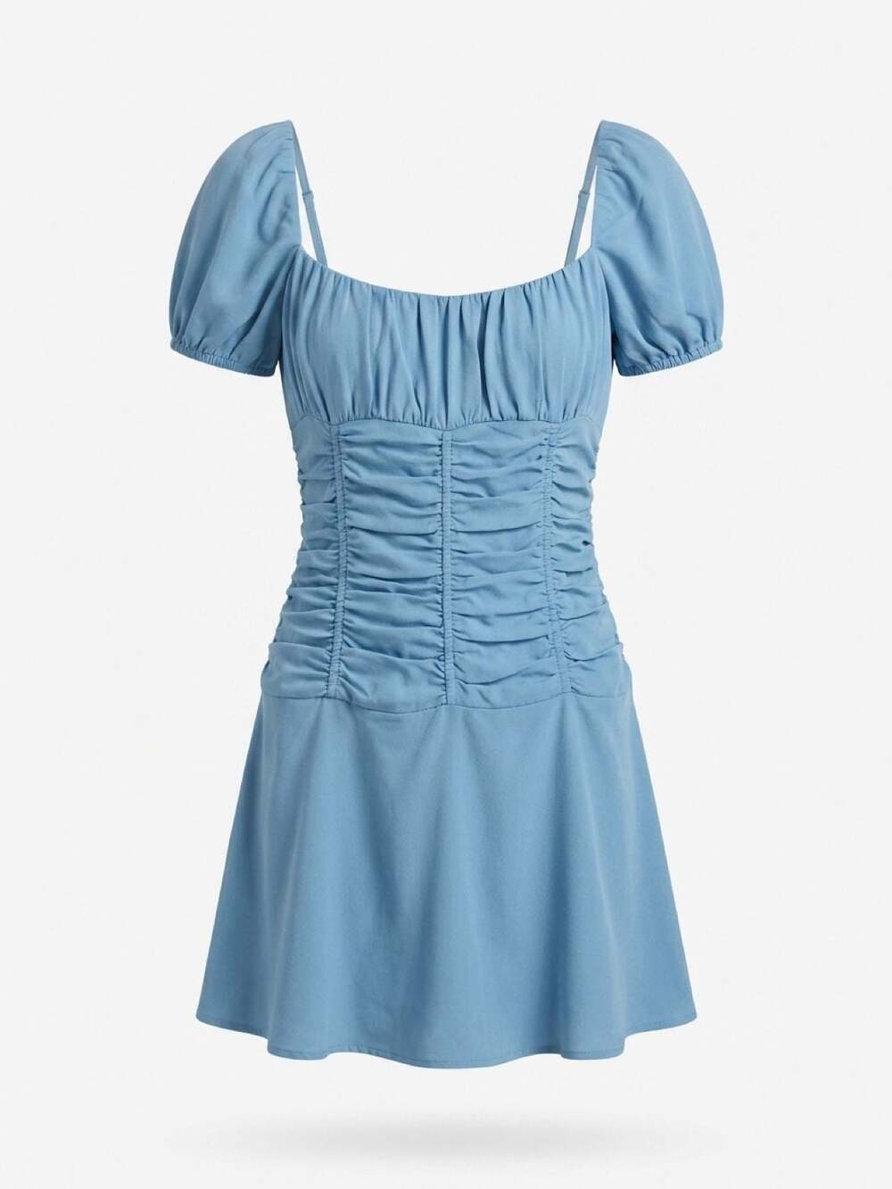 STAUD Elba Ruched Puff Sleeve Mini Dress